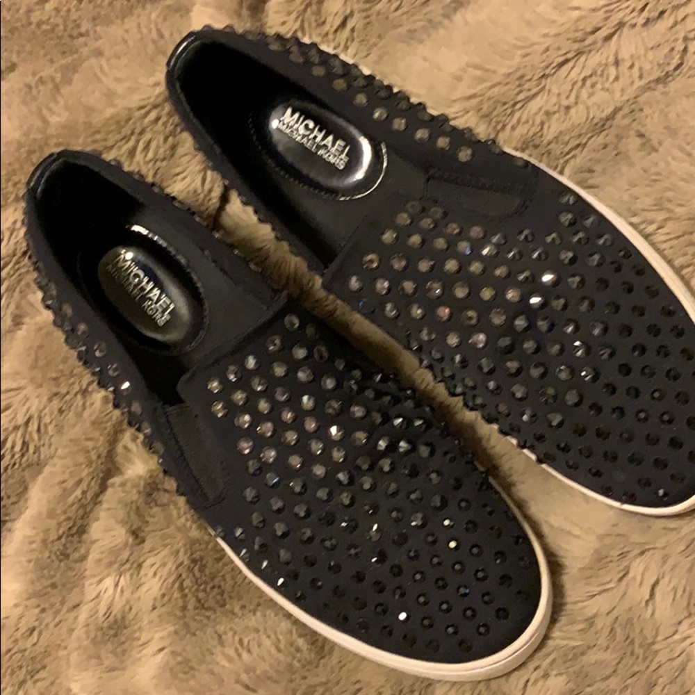 Michael Kors black slip on w/shiny spikes size 9